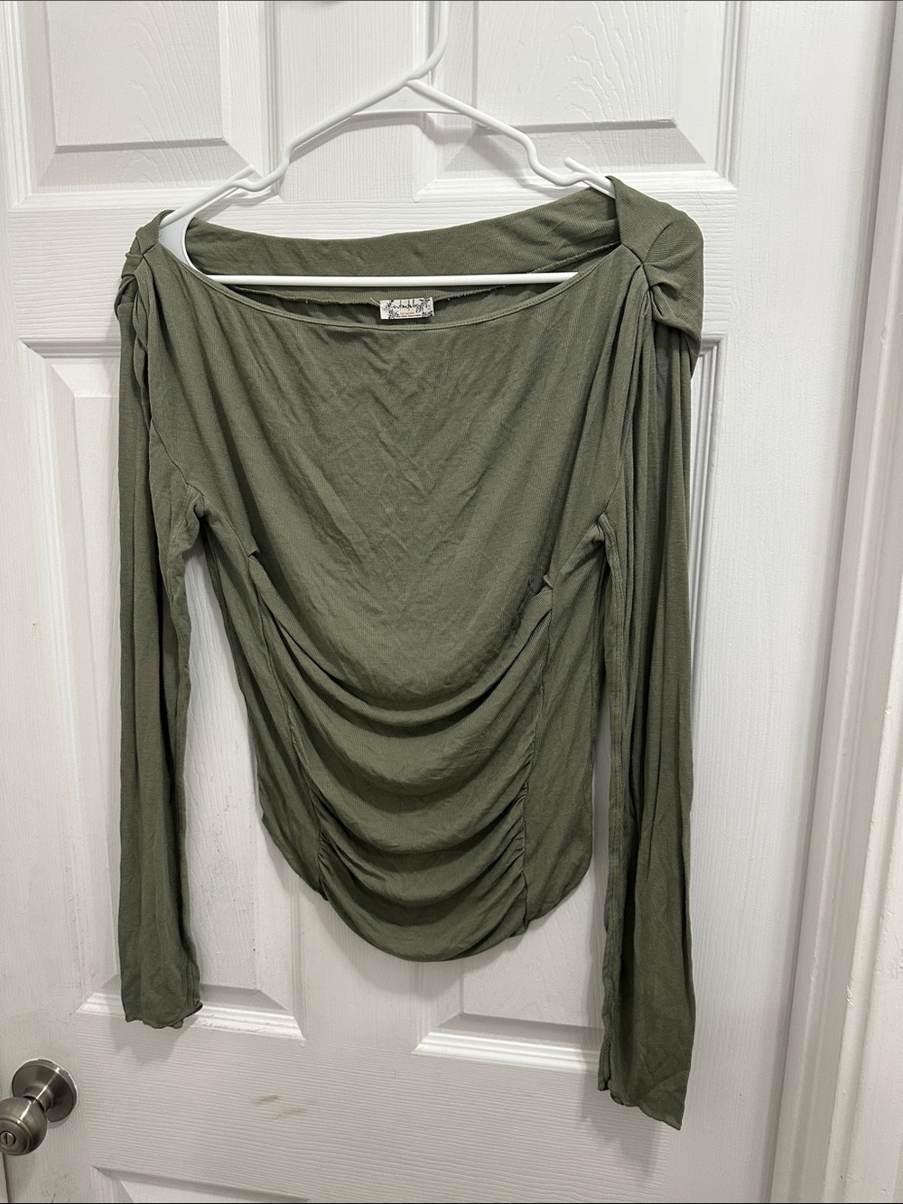 Imitately by Free People Women's Olive Green Night We Met Long-Sleeve Top